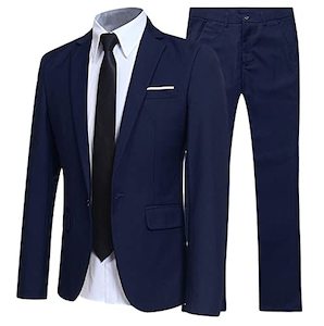 Men’s 2 Pieces Business Suit 1 Buttons Slim Solid Color Jacket Tuxedo Suits El&hellip;