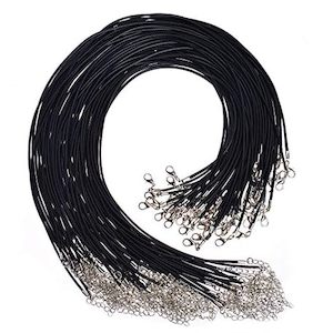Paxcoo 100Pcs Black Waxed Necklace Cord with Clasp Bulk for Bracelet Necklace an&hellip;