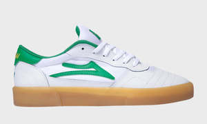 Mens Shoes: CAMBRIDGE WHITE/GREEN LEATHER