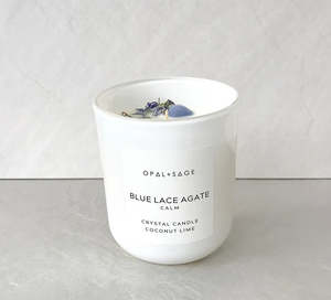 Homewares: BLUE LACE AGATE CRYSTAL CANDLE