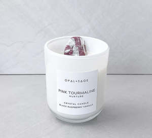Homewares: PINK TOURMALINE CRYSTAL CANDLE