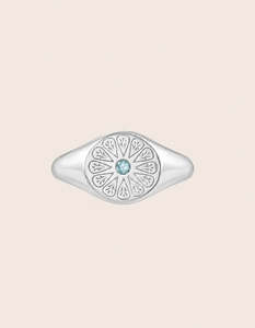 Accessories: Silver Birthstone Ring - March /Aquamarine