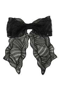 Accessories: THE ERIS BOW CLIP- BLACK LACE