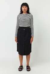 Women: Stripey Long Sleeve Top in Black Ivory