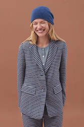 Women: Folk Houndstooth Blazer in Blue
