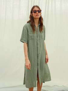 Dresses: Shirt Dress in Basil