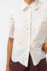 Tops: Broderie Shirt in Chalk or Black