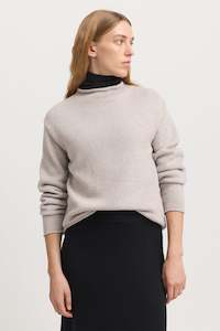 Tops: Relaxed Fit Mock Neck in Light Oak