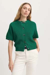 Tops: Short Sleeve Cardigan in Lush Green