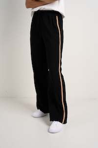 Products: Confidant Black Side Stripe Crepe Wide Pants