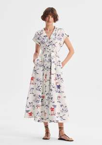 Capri Linen Shirt Dress Print
