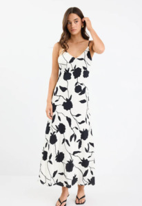 Dresses: Saturn Ivory Floral Strappy Bias Slip Maxi Dress