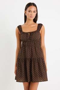 Dresses: Tricky Chocolate Mini Polka Dot Mini Dress