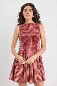Products: Rowan Red Gingham Shirred Body Mini Dress Ivy+Jack