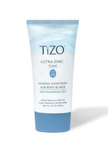 Sunscreen: Tizo Ultra Zinc Mineral Sunscreen for Body & Face (Tinted) SPF 40 Zinc Oxide 20% 100g