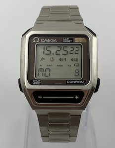 Products: Omega SENSORQUARTZ Digital LCD Quartz Vintage Stainless Steel Mens Wristwatch Serviced Beautiful
