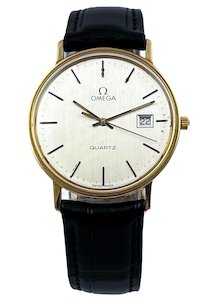 Omega Solid 9ct Yellow Gold Mens Quartz Wristwatch Ref 196.0295 Serviced