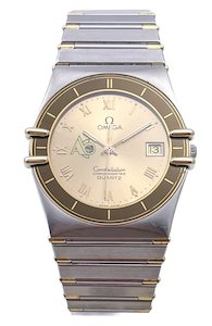 Products: Omega Constellation MANHATTAN 18ct Gold and Stainless Steel Quartz Mens Wristwatch Ref 398.08.64 from 1984