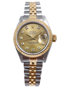 Rolex Oyster Perpetual Datejust 18ct Gold & Steel Ladies Wristwatch Ref 69173 B&P