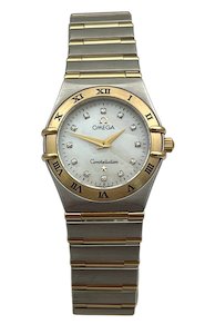 Omega Constellation 18ct Gold & Steel Mother of Pearl Diamond Dial Quartz La&hellip;