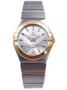 Products: Omega Constellation 18ct Yellow Gold & Steel Ladies Wristwatch Ref 123.20.27 B&P