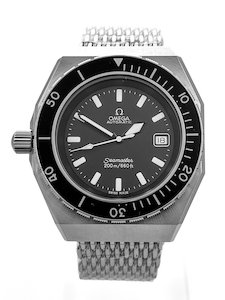 Products: Omega 1970s Seamaster LEFT HAND WINDING SHOM" 200m Stainless Steel Mens Wristwatch Ref 166.0177 on Mesh Bracelet in Perfect Condition