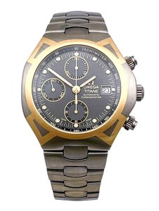 Products: Omega Seamaster TITANE 120m Automatic Chronometer Chronograph Titanium and 18ct Yellow Gold Mens Wristwatch Ref 5894.40.00 in PERFECT Condition