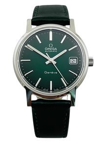 Products: RARE Omega 1973 Geneve GREEN DEGRADE Automatic Stainless Steel Mens Wristwatch Ref 166.0163 Fully Serviced and Beautiful