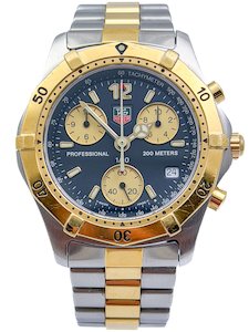 TAG Heuer 2000 Professional 1990s Steel & Gold Quartz Chrono Wristwatch CK1120