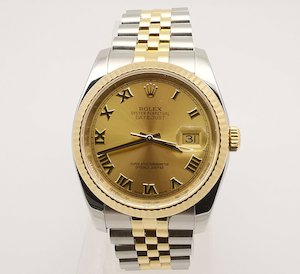 Past Sales — About Time: Rolex Oyster Perpetual Datejust Stainless steel & 18ct yellow gold Ref. 116233 2015 Model Box + Papers