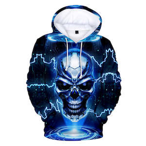 Skull: Fashion Skull Cool 3D Print Halloween Hooded Pullover Coat Jacket