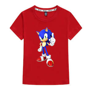 T Shirt: Kids Heavy Cotton T-shirts Cartoon Sonic The Hedgehog Print Short Sleeve Casual Tees Sweatshirt