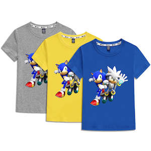 Kids Heavy Cotton T-shirts Cartoon Sonic The Hedgehog Print Short Sleeve Casual &hellip;
