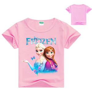 T Shirt: Fashion Summer Kids T-shirts Movie Frozen Short Sleeve Cotton Casual Plain Tee