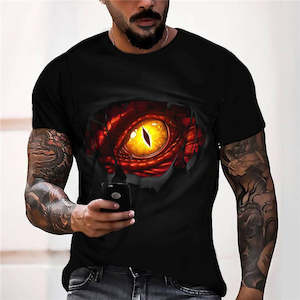 Geometric Art Tees Hoodies: 3D Graphic Prints Dinosaur Eyes Design Men's T-Shirt Short Sleeve Tops