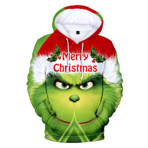 Christmas Cartoon The Grinch Cosplay Hoodie Sweatshirts Tracksuit Jumper Kids Adult