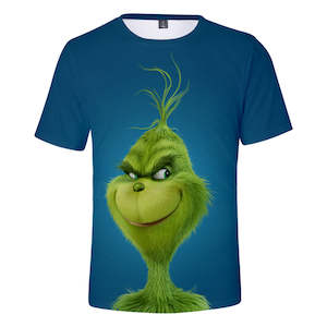 Christmas Cartoon The Grinch Casual Sports 3D Graphic T-shirts Summer Tees for Kids Alduts