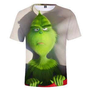 Christmas Cartoon The Grinch Casual Sports 3D Graphic T-shirts Summer Tees for Kids Alduts