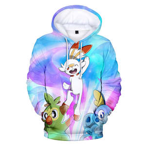 Pokemon Hoodie: Hot Cartoon Pokemon Go Light Blue Jumper Casual Sports Hoodies for Kids Youth Adult