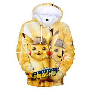Hot Cartoon Pokemon Detective Pikachu Yellow Jumper Casual Sports Hoodies for Ki&hellip;