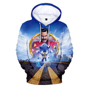 Sonic The Hedgehog Hoodie: Hot Cartoon Sonic the Hedgehog Blue Jumper Casual Sports Hoodies for Kids Youth Adult