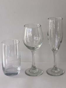 Champagne, Medium Wine and Water glass set