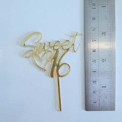 Gold Acrylic Sweet 16 Cake Topper