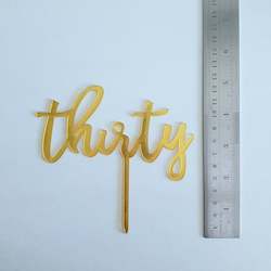 Gold Acrylic Thirty Cake Topper