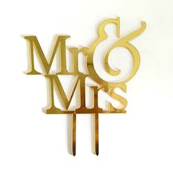 Acrylic Cake Toppers: Gold Acrylic Mr & Mrs Cake Topper