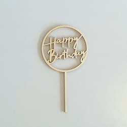 Acrylic Cake Toppers: Wooden Happy Birthday Cake Topper