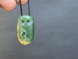 Small Flower Pounamu Ruru / Morepork — A Carved Piece