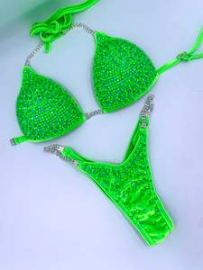 Quick Ship Bikinis: Velvet Neon Green quick ship