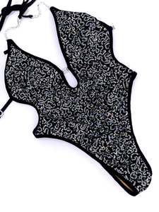Black Velvet Sequin Swimsuit