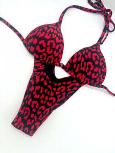Posing Bikinis: Red Leopard Figure Posing Bikini